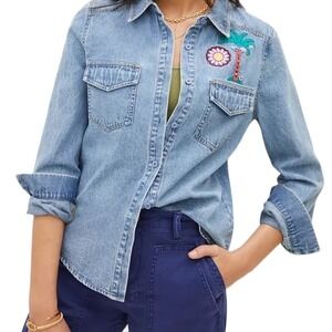 New Women’s Anthropologie Tops Cecily Embroidered Buttondown Size S